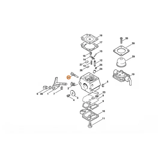 STIHL  Śruba zderzakowa regulacji obrotów biegu jałowego 4137 122 6300